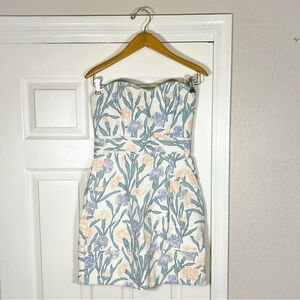 French Connection FC Jeans Floral Pastel Strapless Mini Dress Womens